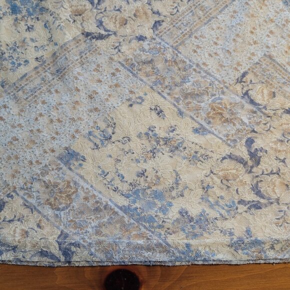 Coldwater Creek fully lined top with sheer 3/4" length sleeves blue/beige Size L - Picture 8 of 12